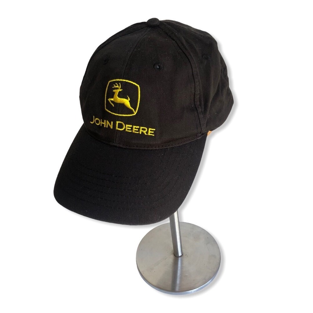 Vintage John Deere Tractor SnapBack Hat Black Yellow Embroidery OS